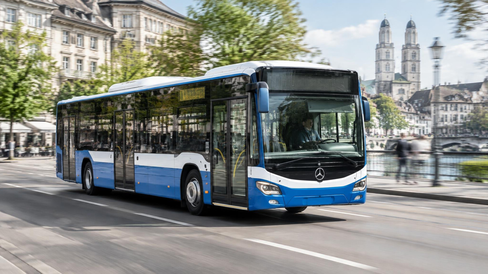 Public transport bus on a city street